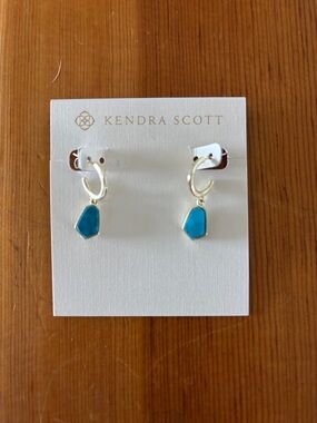 Kendra Scott Gold Hoop Earrings with Teal Stones